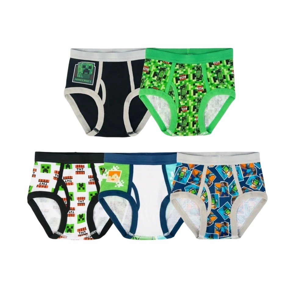 Minecraft Boys Briefs‎ Underwear 5-Pack Kids Cartoon Characters Cotton Size 6